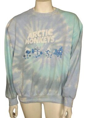 ARCTIC MONKEYS Sweatshirt, L, Blue Tie-dye, Long sleeve, Cartoon, Oversized